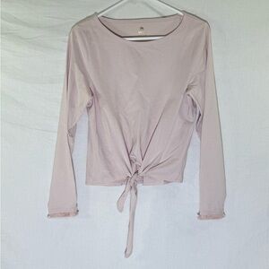 Spartina 449 Tie-Front Fringe Cuff Long Sleeve Top – Size S – Blush Pink – NWOT